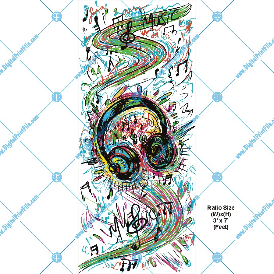 Musical Headphone Sketch Portrait Size Wallpaper
